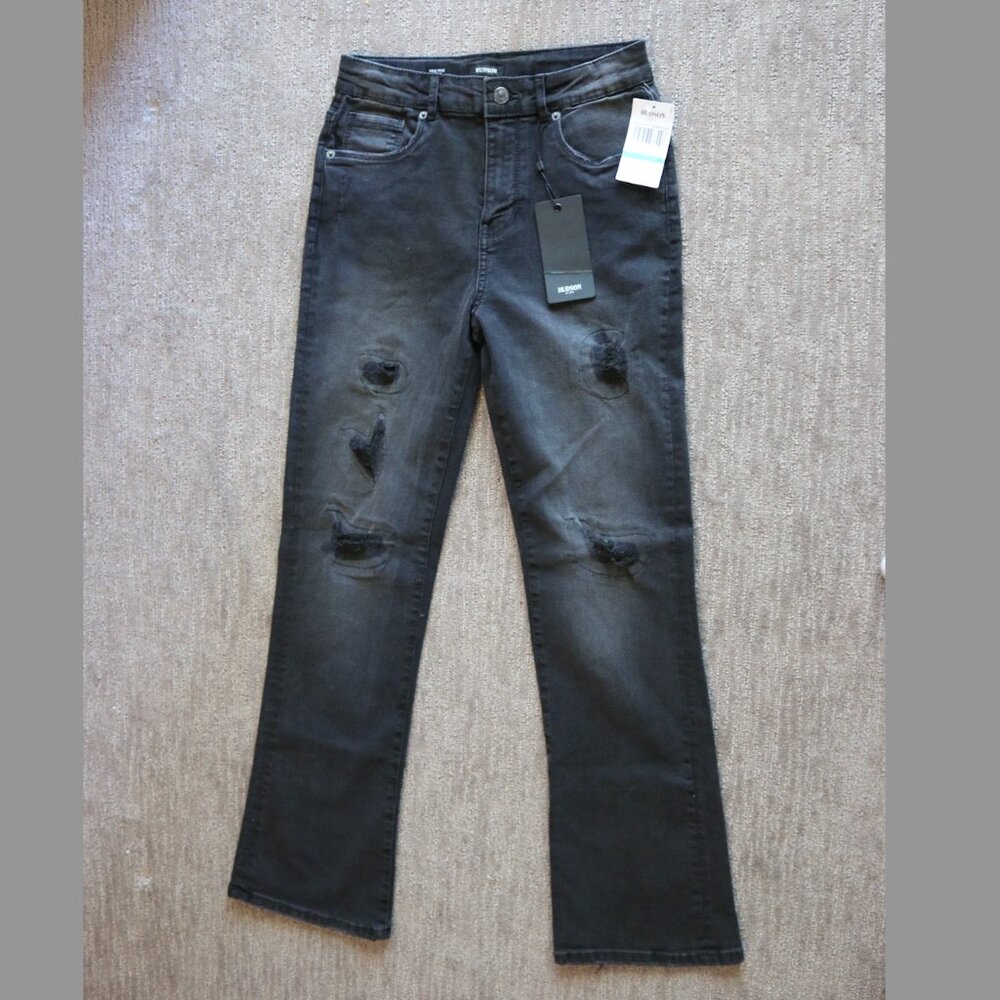 NWT Hudson Jeans Black Distressed High Rise Bootcut Juniors Teen Girls 16 XL